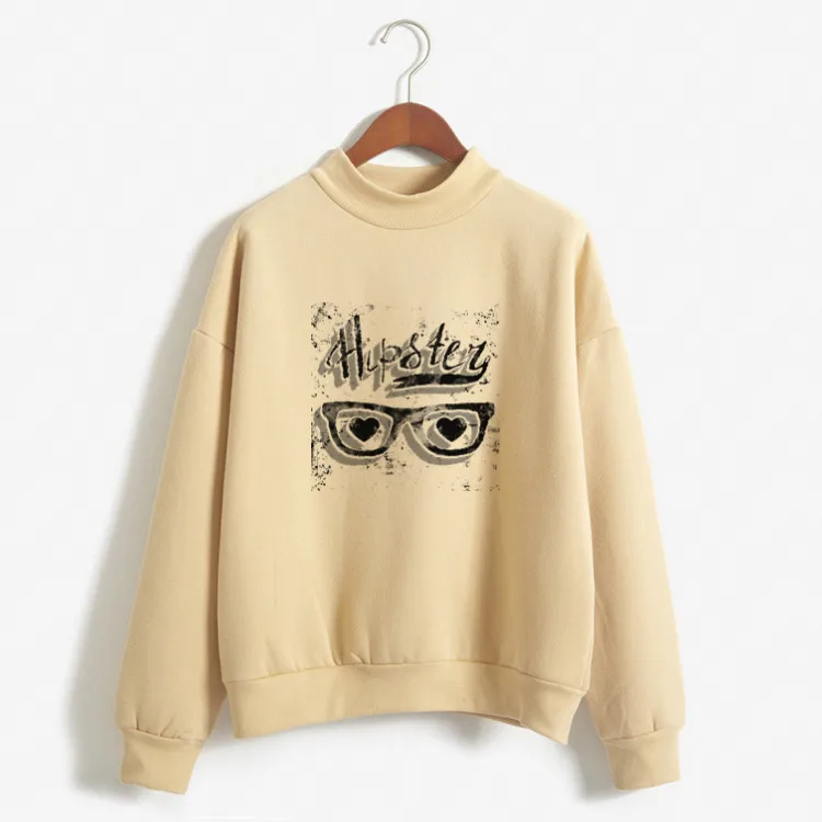 KHAKI-DY412 Женские толстовки в студенческом для модных девочек № 98 куртки с капюшоном и принтом с буффами на рукавах и белого цвета; милые розовые Топы на осень свитшоты fresh серая толстовка с капюшоном - Цвет: KHAKI-DY412