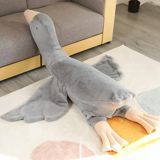 100cm/150cm Big Wings Wild Goose Plush Long Pillow Toy Soft Stuffed Giant Bird Hug Cuddly Doll for Kids Birthday Gift for Girls