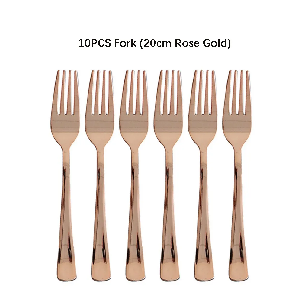 Description Picture 5 of itemRose Gold Disposable Knife Fork Spoon Cutlery Set Disposable Tableware Birthday Party Decorations Wedding Baby Shower Supplies