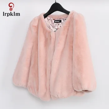 

Kpop Fur Coat 7XL Plus Size Faux Fur Coat Women Short Model 2019 New Autumn Winter Slim Rabbit Fur Round Collar Jacket Hot Coats