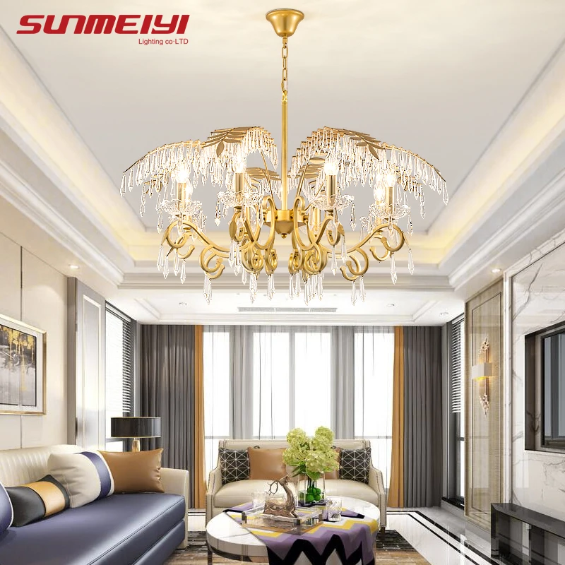  Creative LED Crystal Chandeliers Gold Leaves Art deco Home Lighting For Living room Kids Bedroom Ba - 4000159237326