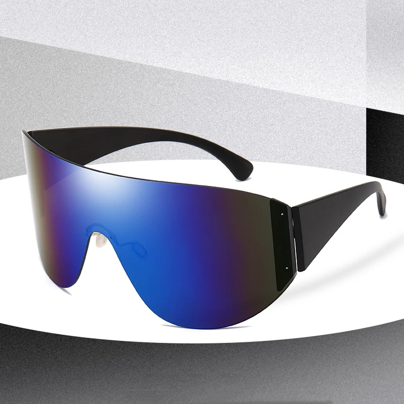 Модные негабаритные солнечные очки Женские Новые Роскошные зеркальные безободковые солнцезащитные очки для мужчин ретро красочные прозрачные линзы Оттенки UV400 - Цвет линз: 3