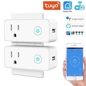 

Tuya Smart Plug Wifi Outlet USB mini Socket US Smart Home Voice Control Plug Work with Alexa Google Home Smart life APP