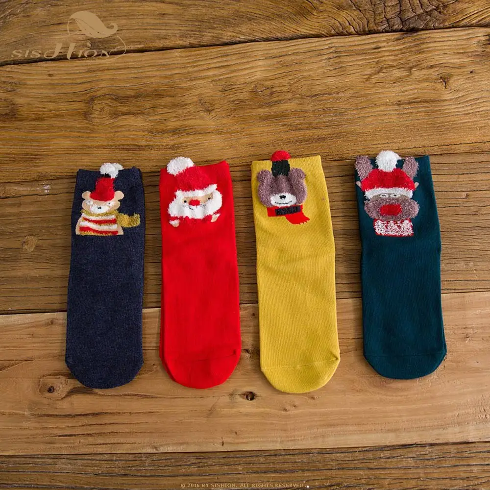 SISHION/Новинка 2019, женские носки, зимние теплые носки для подарков на Рождество, мягкие хлопковые милые рождественские носки с Санта-Клаусом и