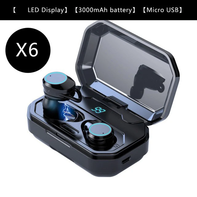 TWS G02 Bluetooth наушники V5.0 беспроводные наушники 9D стерео музыка IPX7 водонепроницаемые наушники с 3300 мАч длительным сроком службы батареи - Цвет: 3000mah LED X6