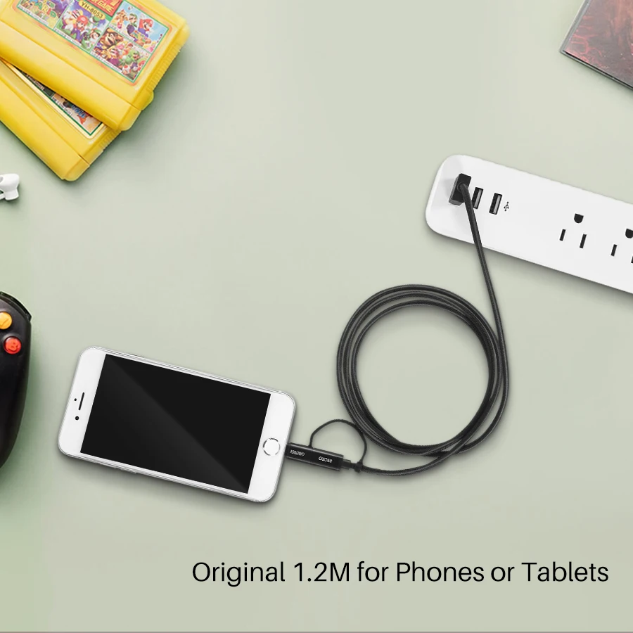 CHOETECH 2 в 1 2.4A USB кабель для iPhone 11 Max X 8 7 plus Быстрая зарядка Micro USB кабель для Android usb type c телефонный кабель