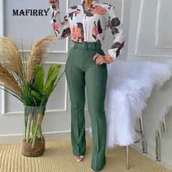 Spring Autumn Office Lady Printing Pants Suits Stand Collar Casual Wide Leg Pants Ladies Matching Set Button Streetwear Outfit Spring Autumn Office Lady Printing Pants Suits Stand Collar Casual Wide Leg Pants Ladies Matching Set Button Streetwear Outfit