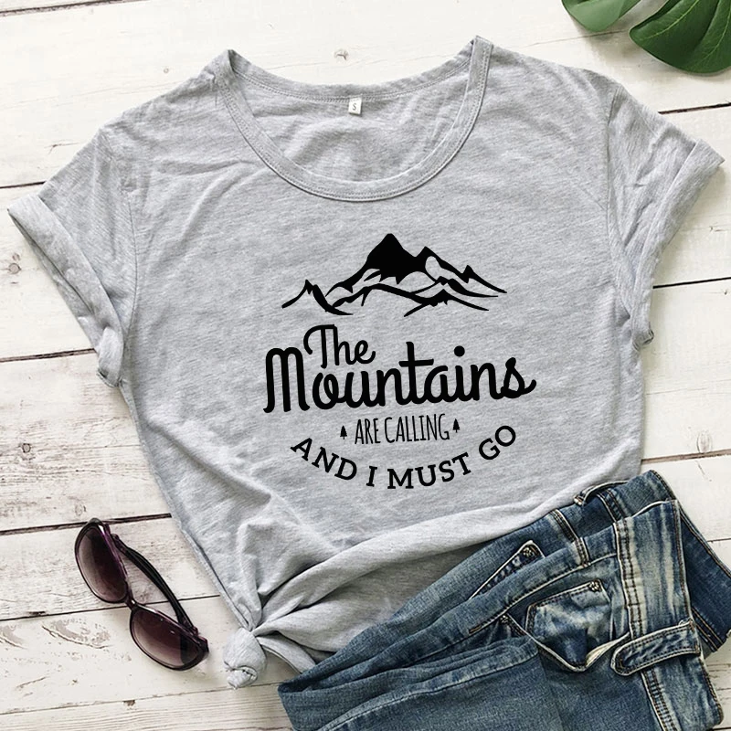 The Mountains Are Calling And I Must Go T-shirt Harajuku Unisex Short Sleeve Vacay Tshirt Fashion Women Graphic Adventure Tops summer shirt