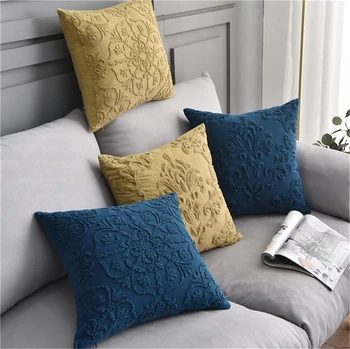 

Lulang Solid color three-dimensional jacquard pillowcase, sofa cushion cover 18"x18", office lumbar pillow, backrest, home decor