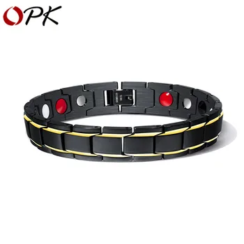 

OPK Men Simple Stainless steel Curb Cuban Link Chain Healthy Magnetic Bracelet For Men Health Care Jewelry Gift quality Bracelet