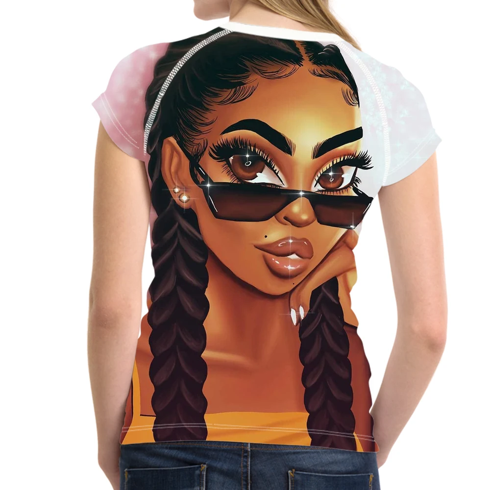 Günstig FORUDESIGNS Frauen T shirts für Sommer Kurzarm Shirt Damen Schwarz Kunst Afrikanische Mädchen Druck T Shirt Frauen Tops Tees