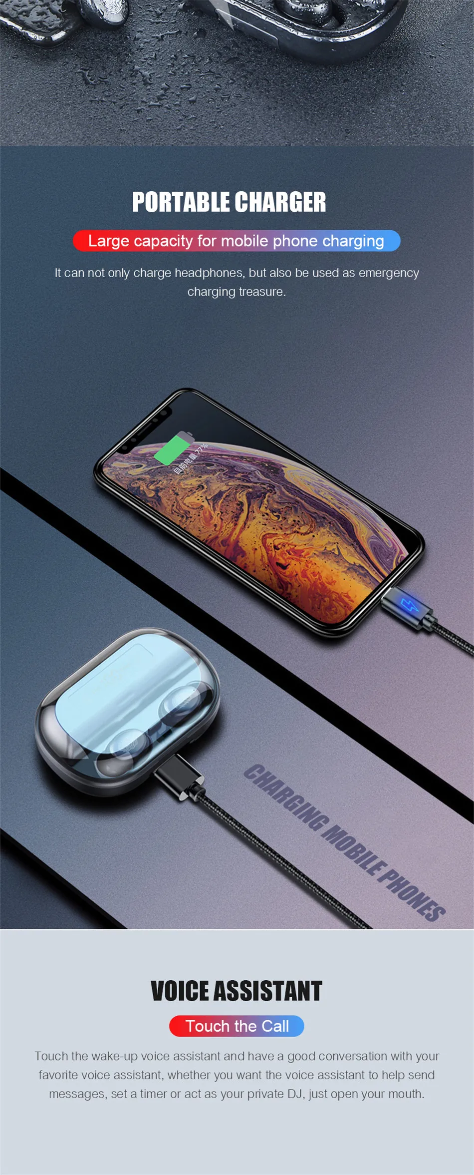 V11 TWS Bluetooth наушники 4000 мАч светодиодный дисплей беспроводной Bluetooth V5.0 наушники 9D стерео водонепроницаемые наушники с микрофоном