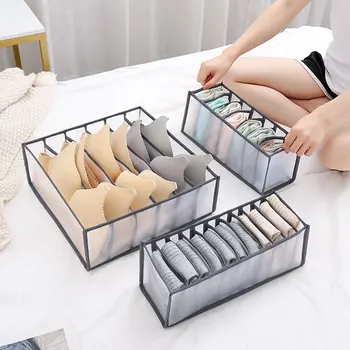 

Household Solid Color Storage Box Folding Socks Bra Underwear Storage Bag Multiple Grids K888