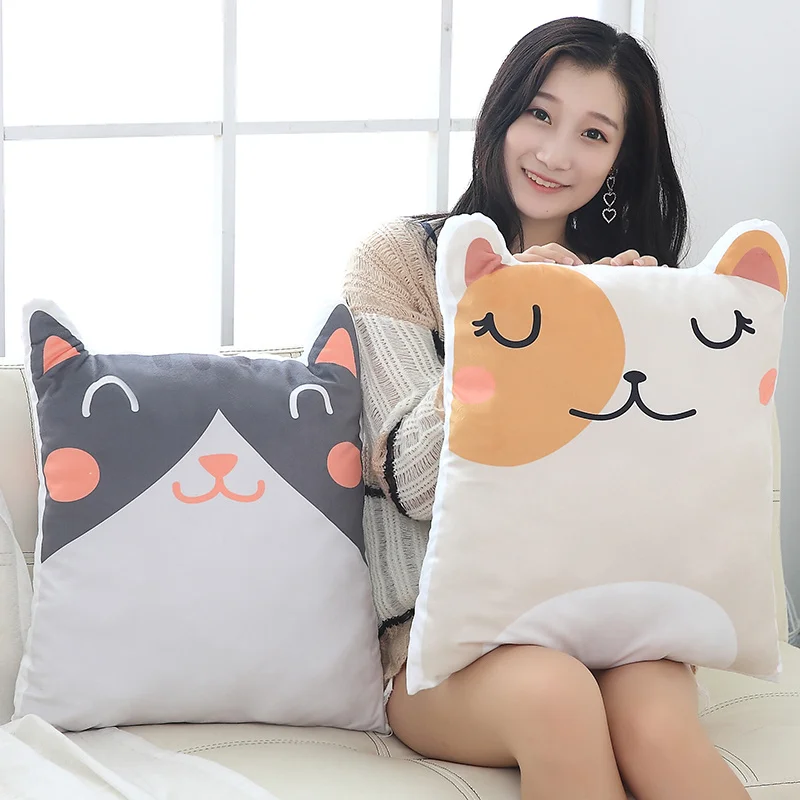 50 см печать кошка подушка мультфильм животное двойная печать Лежанка для котиков диван Отдых Подушка Кукла-подружка детская игрушка