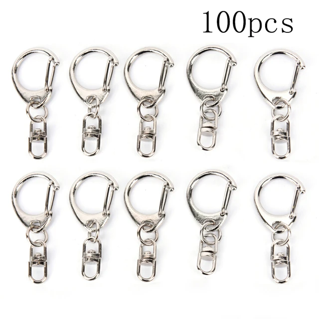 100 Piece D Hook Keychain Hardware With Jump Rings, Metal Split Key Ring  Clips With Chain For Craft