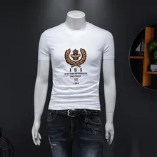 T shirt à manches courtes pour homme, vêtement tendance et décontracté, en coton, avec broderie Little Bee Oder