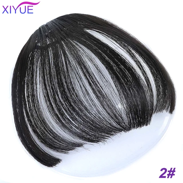 Black/Light Brown Clip In Hair Bangs Hairpiece Accessories Synthetic Fake Bangs Clip In Hair Extensions Clip In Hair Pieces Jet-black