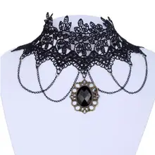 Модный кружевной воротник ожерелье s для женщин Подвеска из легированной стали кристалл кулон колье ожерелье Шарм ювелирные изделия