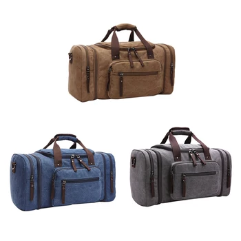 

Large Capacity Men Hand Luggage Travel Duffle Bags Canvas Travel Bags Weekend Shoulder Bags Multifunctional Overnight Duffel Bag
