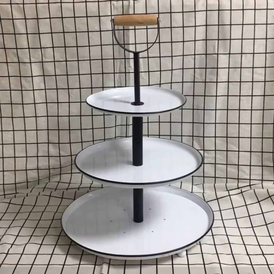 3 Tier Cake Stand Galvanized Metal Serving Tray Plant Dessert Cupcake Fruit Tiered Platter Vintage Decor for Home Party Kitchen