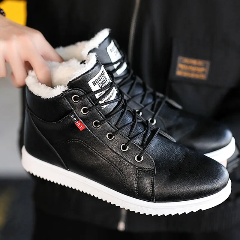 

Men Boots Men Winter Shoes Plus Size 35-48 Warm Ankle Botas Hombre For Leather Winter Boots Shoes Men Plush Winter Sneakers Mens