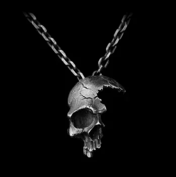

2019 Explosions Retro Half Skull Necklace Metal Skull Pendant Gothic Jewelry Choker Pendant Crow Skull Chain Skeleton Trendy