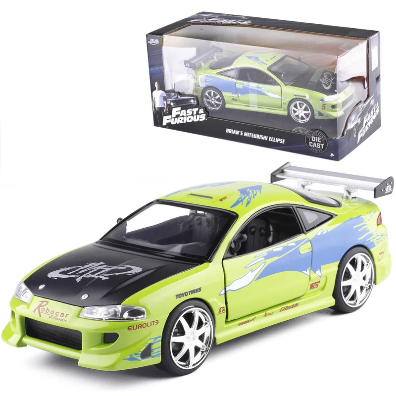 

Jada1:24 Green Mitsubishi Sports Car Model Children's Toy Gifts Collection Ornament Alloy Automobile Model