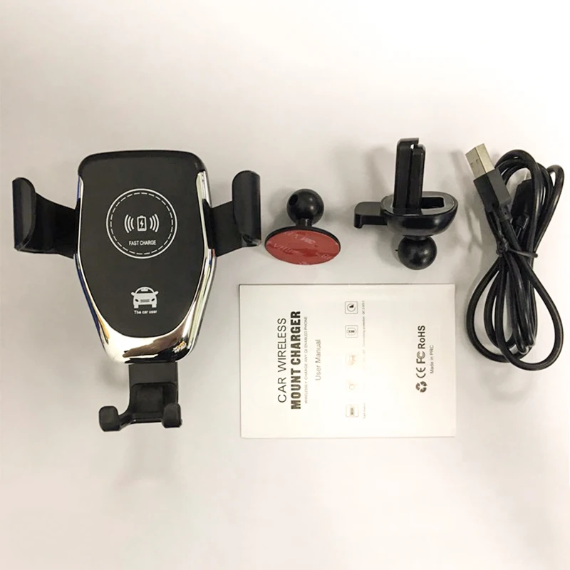 Tancredy USB беспроводное быстрое автомобильное зарядное устройство в мобильном телефоне для автомобиля быстрое зарядное устройство розетка гравитационный держатель телефонный Кронштейн Автомобильный Стайлинг - Название цвета: black