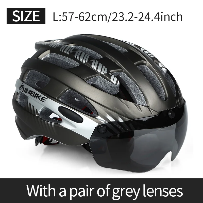 L black 1 lenses INBIKE велосипедный шлем MTB велосипедные очки Helme Профессиональный Горный гоночный шлем Ciclismo для мужчин и женщин велосипедный в форме безопасной кепки - Цвет: L black 1 lenses