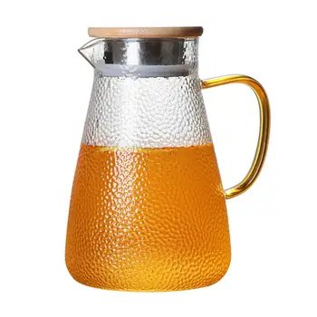 

1L Glass Pitcher Large Capacity Tea Pitcher With Lid Household Glass Water Jug Tea Pot For Hot Cold Water Tea Juice