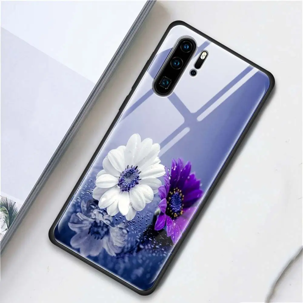 Чехол для телефона из закаленного стекла для huawei mate 10 20 Lite Pro Чехол для Honor 8X 9X 9X Pro задняя крышка пион Sunflowe Роза Маргаритка