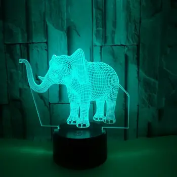 

7 Colors Changing 3D Modelling Led Night Elephant Light Touch Button Usb Baby Bedroom Sleep Luminaria Container Vase Desk Lamp