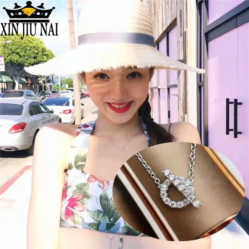 925 anillos silver Fashion Silver Color Necklace Round Inlay Crystal Pendant &amp for Women Jewelry Wholesale | Украшения и