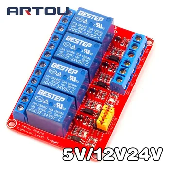 

5V 12V 24V 4 Channel Relay Module High and Low Level Trigger with Optocoupler Relay Output 4 way Relay Module for Arduino