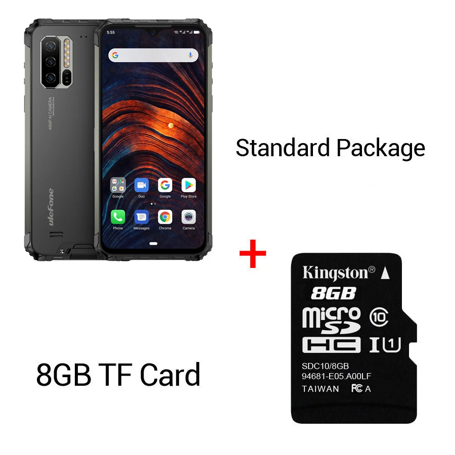 Ulefone Power 7 6,3 ''IP68 прочный Helio P90 Octa Core 8 ГБ+ 128 ГБ Android 9,0 48MP 4G глобальная версия 5 V/3A NFC мобильного телефона - Color: Black N 8GB Card