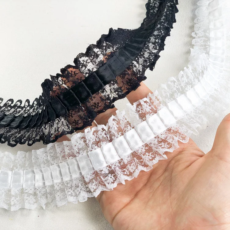 1 м/лот черно-белая Тюлевая лента из кружева аксессуары для обивки края DIY юбки