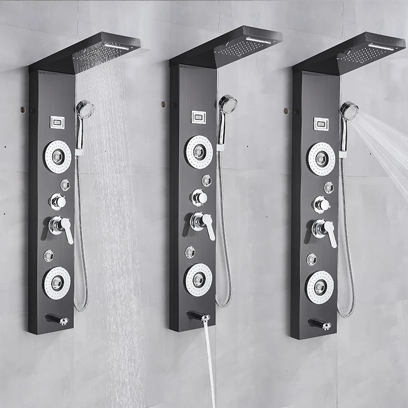 quyanre wanfan uythner shower panel shower column waterfall rainfall shower system bahtub shower faucet mixer tap1