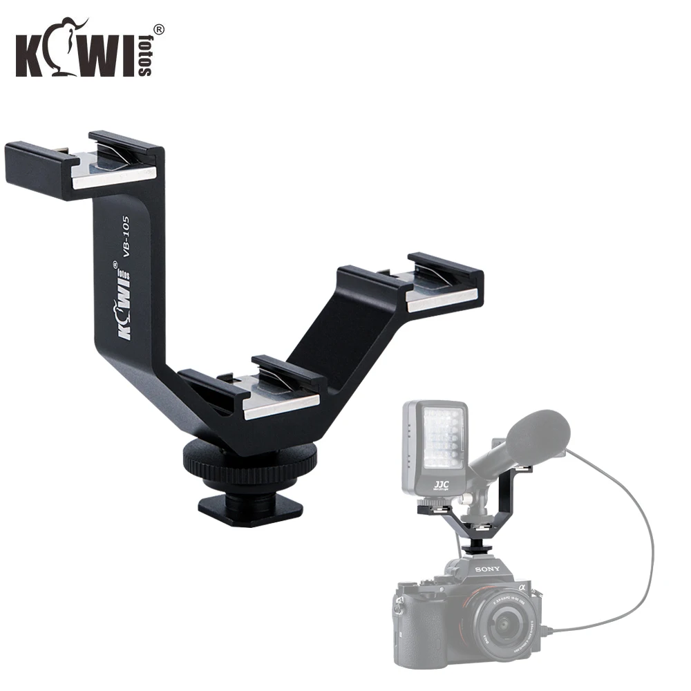 Attach At Same Time Microphones, Lights, Flash, Monitors etc Polaroid V Shaped Dual Camera & Camcorder Bracket With 2 Standard Shoe Mounts 