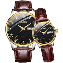 OLEVS Couple Watch Breathable leather Band Fashion Waterproof His and Her Quartz Wristwatch Set for Lovers One Pair OLEVS Couple Watch Breathable leather Band Fashion Waterproof His and Her Quartz Wristwatch Set for Lovers One Pair