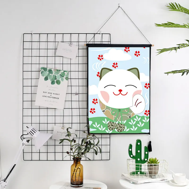 Новинка; с изображением из мультфильма Lucky Cat вешается на стену настенный хлопок и лен гобелен 45*65 см