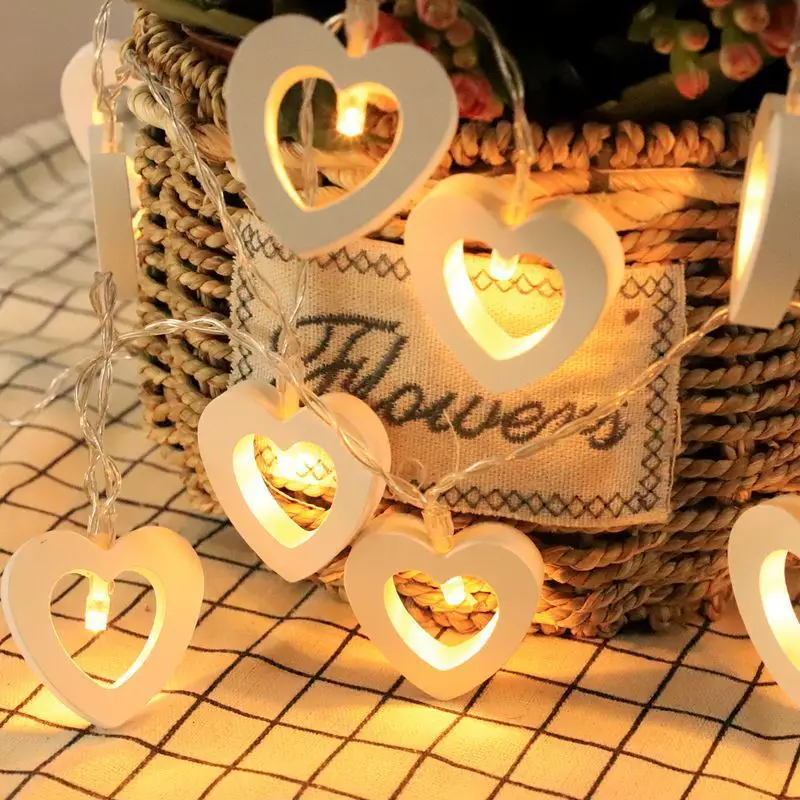 1.5M 10 LED Wooden Star Love Tree Strip Lights Baby Shower Christmas Garland for Home Decor Valentines Wedding Decoration Lamp