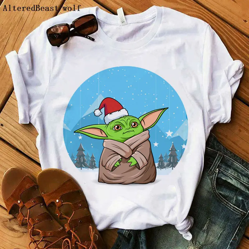 as picture Женская одежда Vogue с принтом йода мандалориана, футболка bb8, милая женская футболка с героями мультфильмов, топы, женская футболка с коротким рукавом, Детская футболка yoda - Цвет: as picture