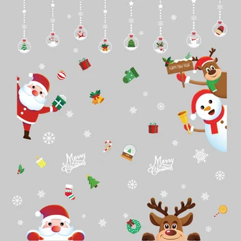 

Large Wall Sticker Translucent Christmas Snowman Electrostatic Stickers