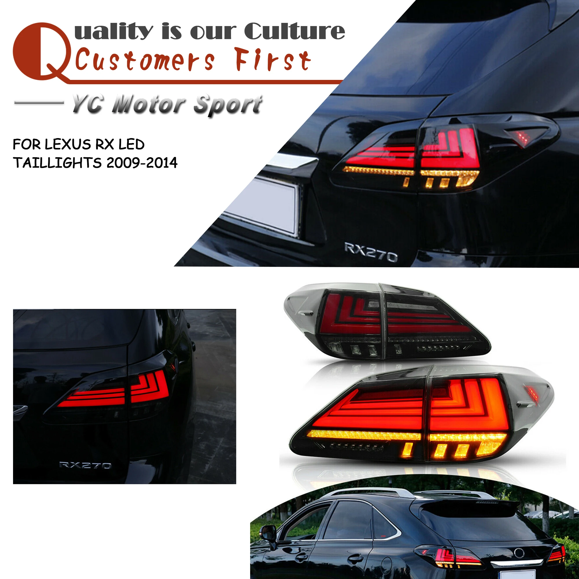 Free Shipping Overseas Warehouse Delivery Tail Lights For Lexus RX 2009-2014 LED DRL Assembly Signal Auto Accessories Lamp