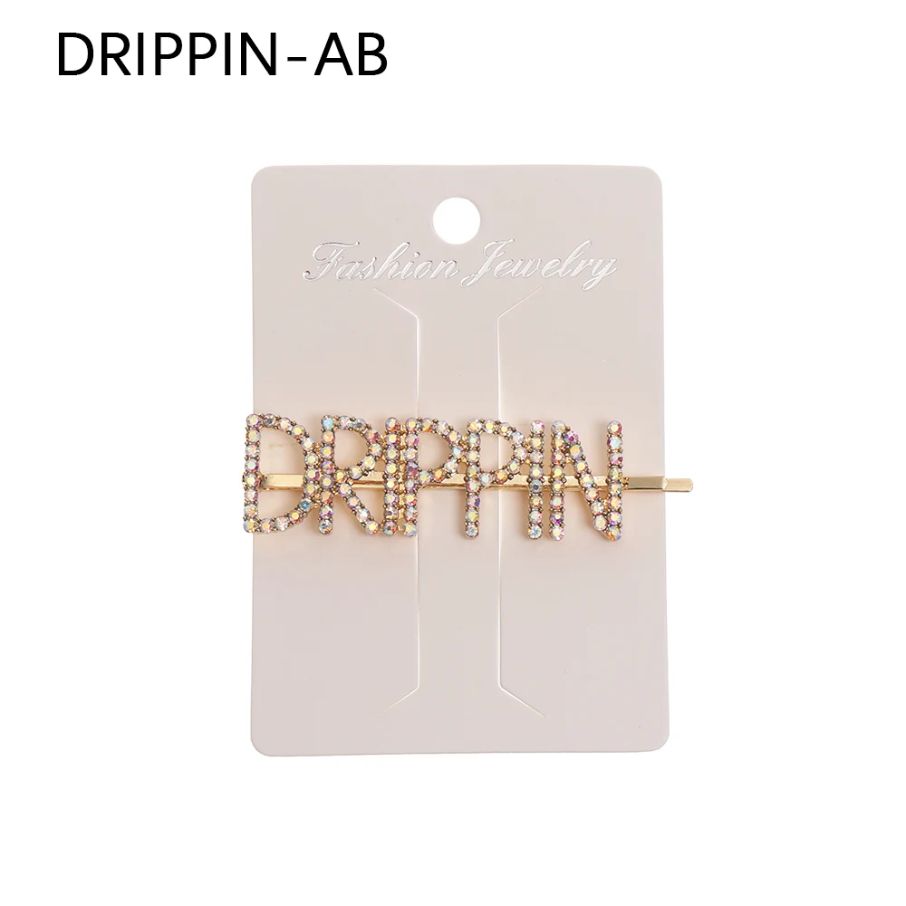 DRIPPIN-AB Модная заколка для волос с кристаллами блестящие стразы глэм дриппин буквы заколки для волос аксессуары для женщин девочек - Цвет: DRIPPIN-AB