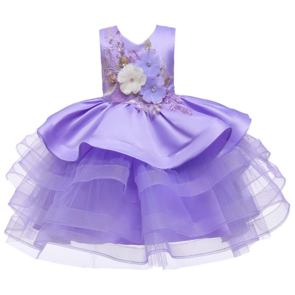 Hetiso/платье для маленьких девочек; Детские праздничные платья с вышитыми цветами; винтажное многослойное детское бальное платье; рождественские платья для девочек; От 1 до 8 лет