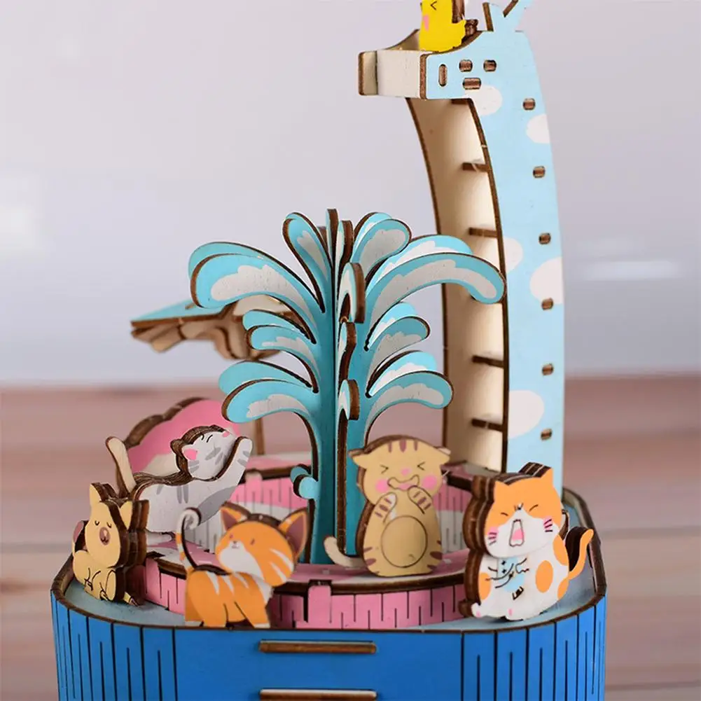 Merry-go-круглые музыкальные шкатулки Геометрическая музыка украшение детской комнаты подарки унисекс Деревянная Рождественская лошадь карусель декоративная коробочка