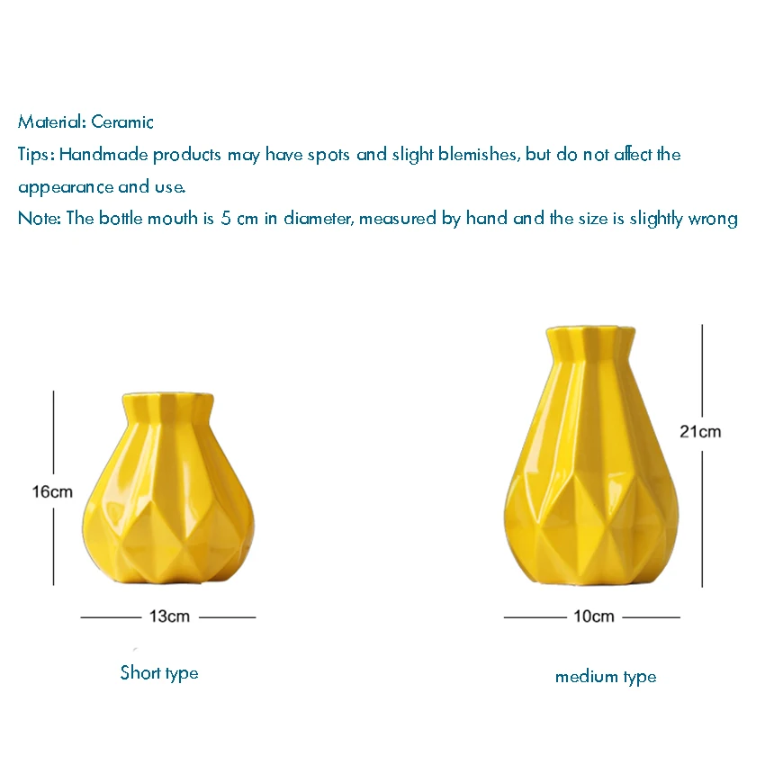 Современная декоративная ваза с геометрическим узором, желтая керамическая ваза, украшение для дома и офиса, фарфоровая ваза, ваза для цветов, калибр 5 см