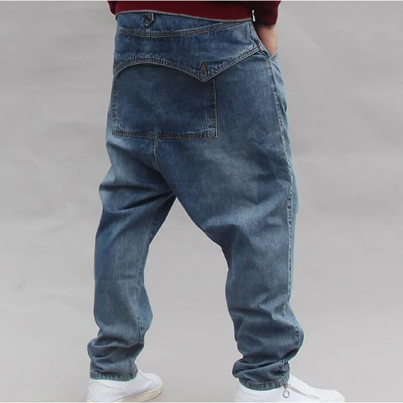 Новые мешковатые джинсы в стиле хип-хоп для мужчин, джинсовые свободные штаны в стиле хип-хоп, модные мужские джинсы из денима больших размеров