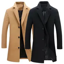 

Autumn Winter Fashion Men's woolen Coats Solid Color Single Breasted Lapel Long Coat Jacket Casual Overcoat Plus size 5 Colors